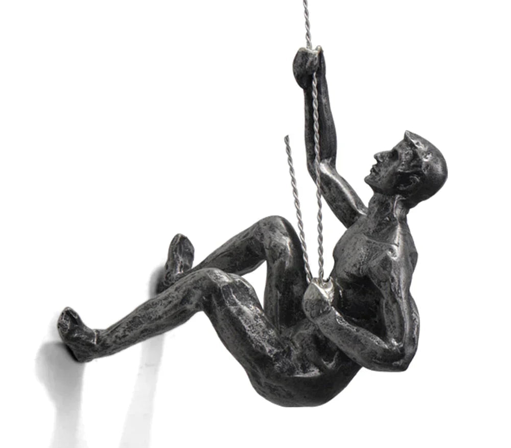 Abstract climber wall art for contemporary home decor. Elegant sculpture for living room or office.