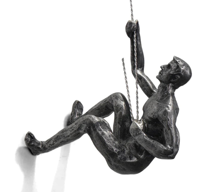 Abstract climber wall art for contemporary home decor. Elegant sculpture for living room or office.