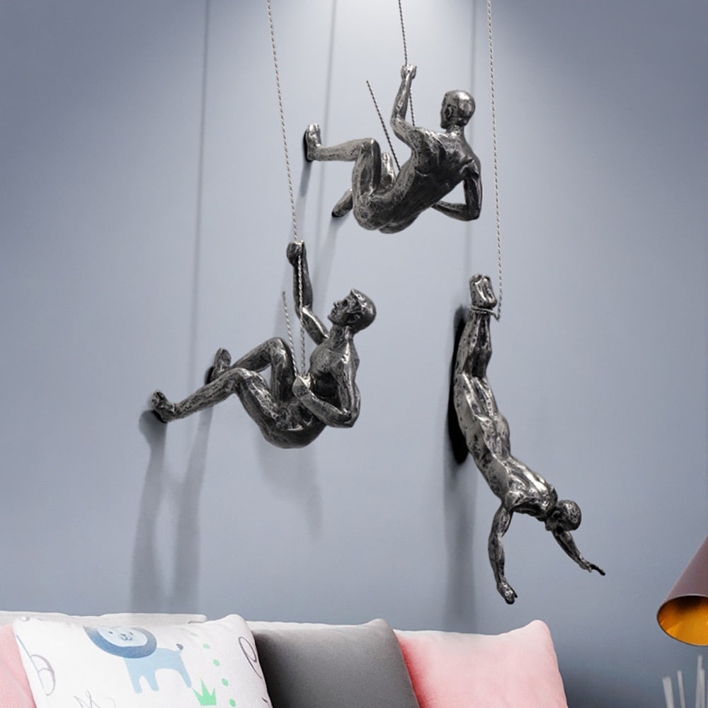 Elegant climber wall art. Modern, unique sculpture enhancing sophisticated home & office interior.
