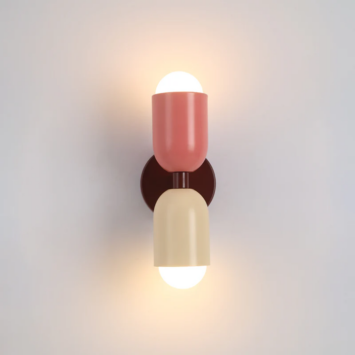 Contemporary LED wall lamp with vibrant, colorful ambient light. Perfect for modern living room decor.
