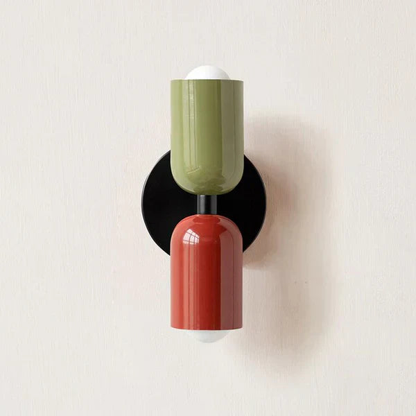 Minimalist DualGlow wall sconce, black, with adjustable LED uplight/downlight.