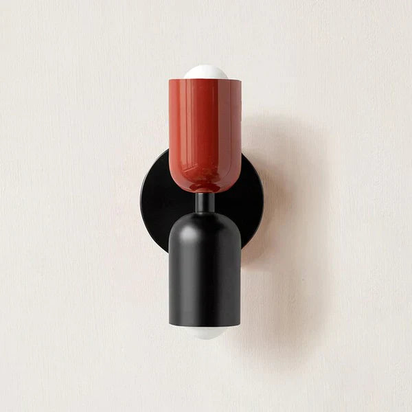 High-efficiency dual LED wall lamp, black, for stylish home interior lighting.