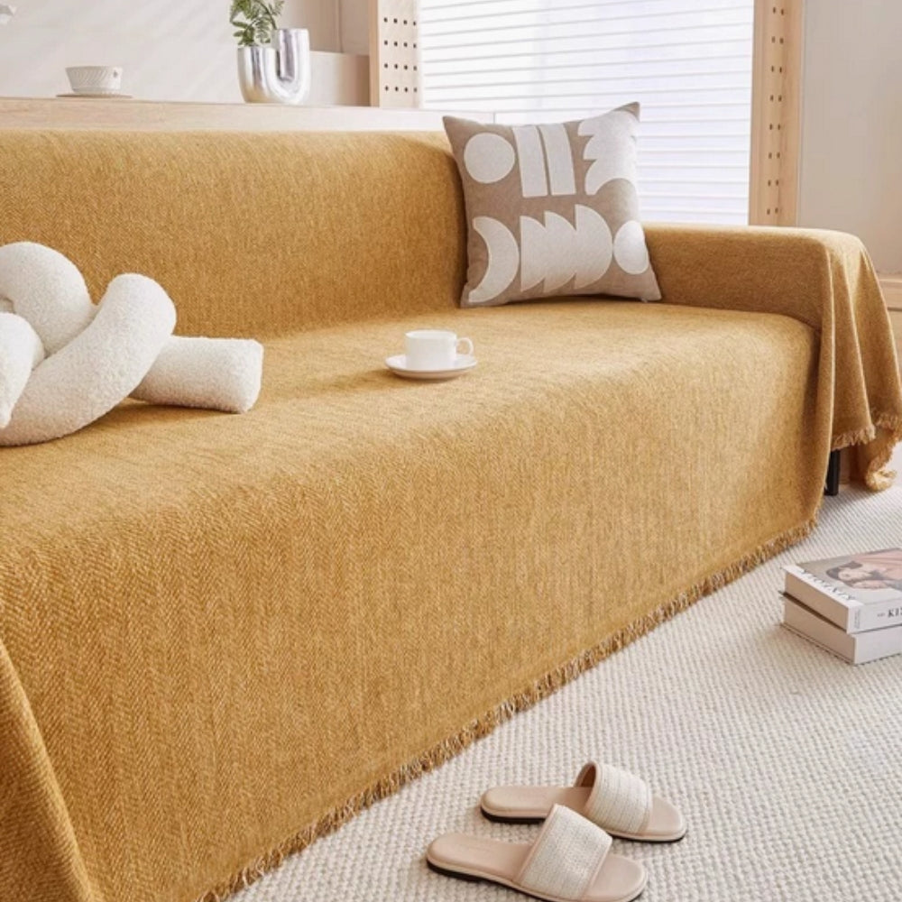 Versatile modern couch cover & throw blanket for comfortable and stylish home protection.