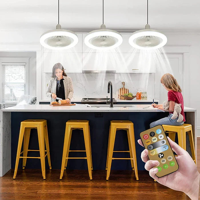 Stylish LED ceiling fan with light, easy to install for bedroom cooling & contemporary illumination.