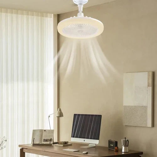 Sleek modern LED ceiling fan offering powerful home cooling & adjustable light for any room's comfort.