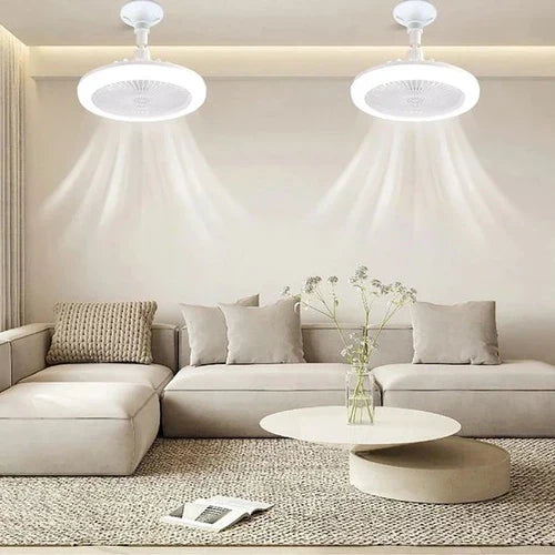 Remote-controlled modern LED ceiling fan for quiet home cooling, ideal for living room or bedroom.