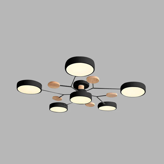 Modern LED ceiling light chandelier with sleek, minimalist design; iron and acrylic materials illuminate living rooms.