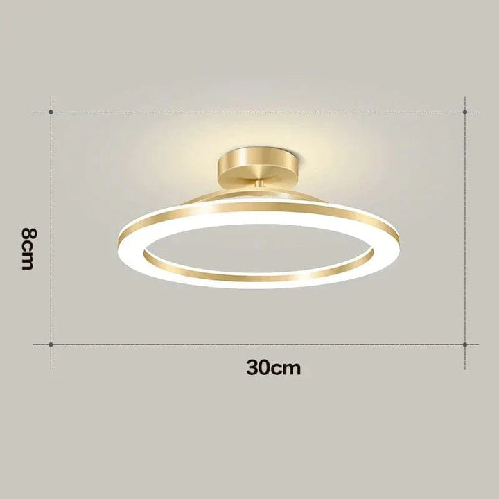 "Modern LED ceiling light with adjustable colors, sleek design, gold and black finish, perfect for contemporary interiors."
