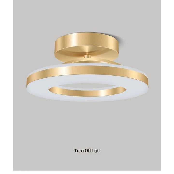 "Modern LED ceiling light with adjustable colors, sleek design, gold and black finish, perfect for contemporary interiors."
