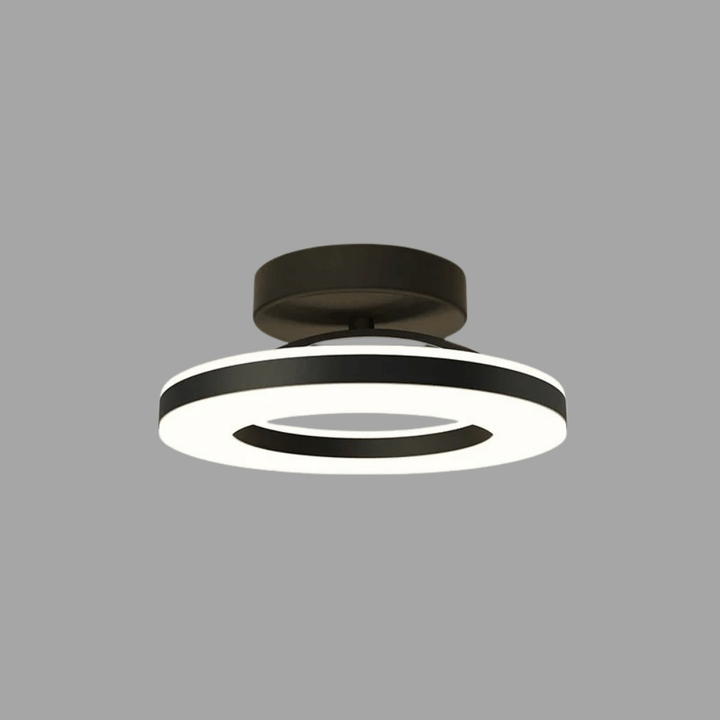 "Modern LED ceiling light with adjustable colors, sleek design, gold and black finish, perfect for contemporary interiors."