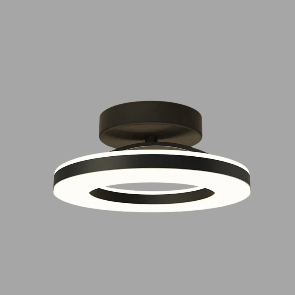 "Modern LED ceiling light with adjustable colors, sleek design, gold and black finish, perfect for contemporary interiors."