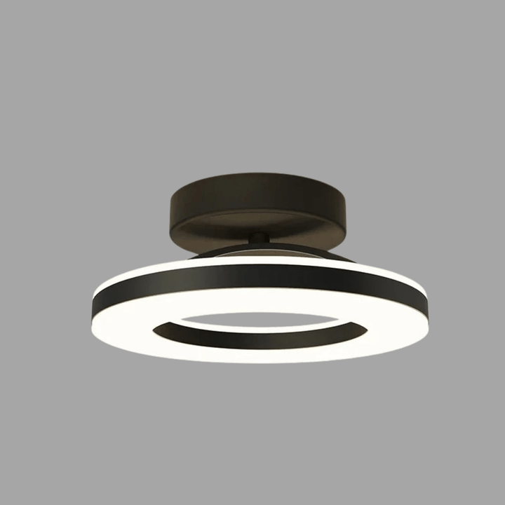 "Modern LED ceiling light with adjustable colors, sleek design, gold and black finish, perfect for contemporary interiors."