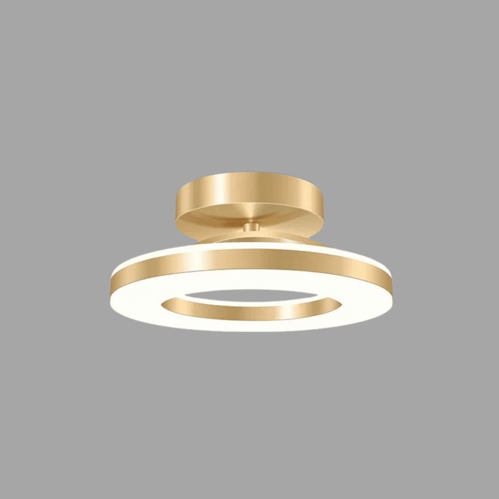"Modern LED ceiling light with adjustable colors, sleek design, gold and black finish, perfect for contemporary interiors."
