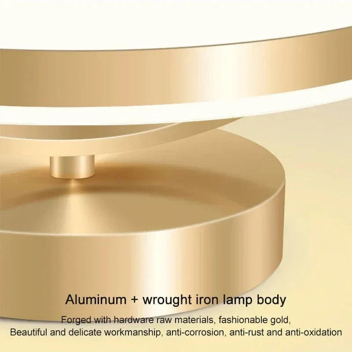 "Modern LED ceiling light with adjustable colors, sleek design, gold and black finish, perfect for contemporary interiors."