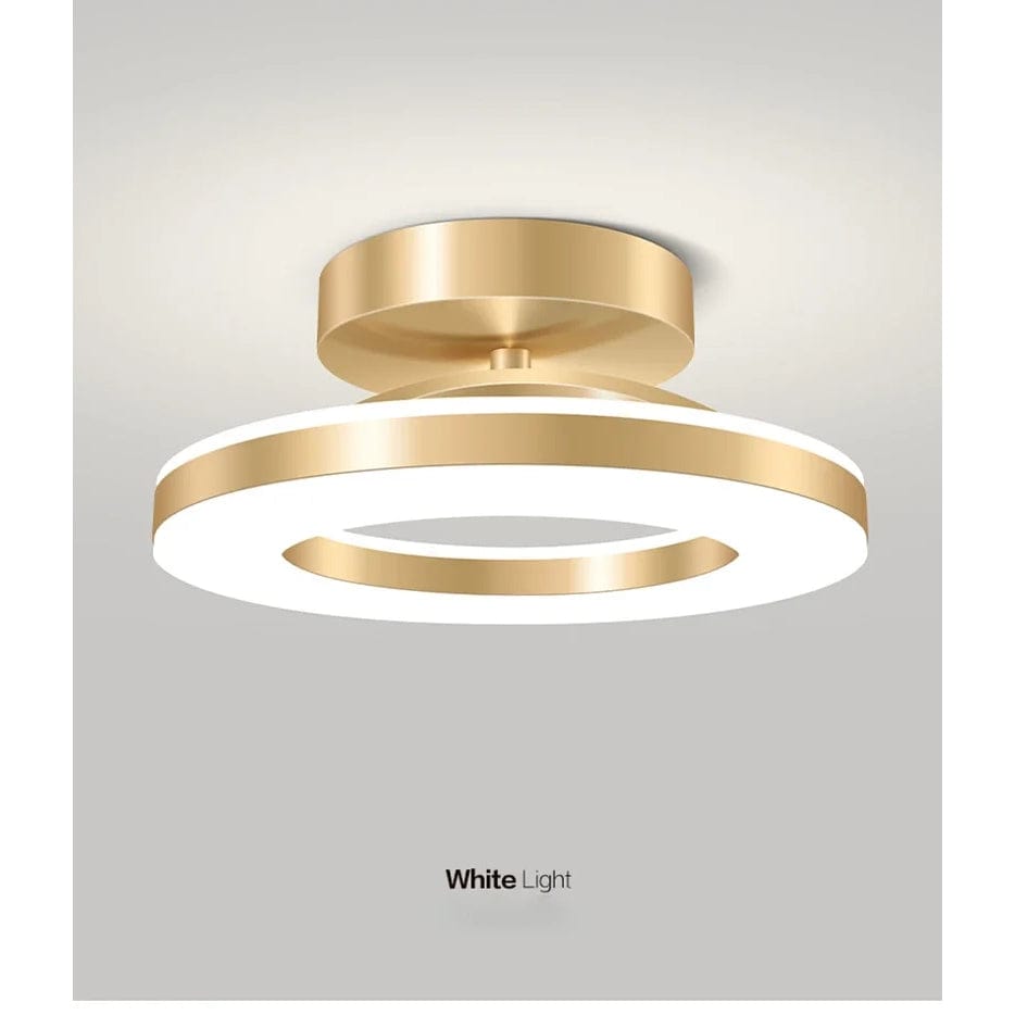 "Modern LED ceiling light with adjustable colors, sleek design, gold and black finish, perfect for contemporary interiors."
