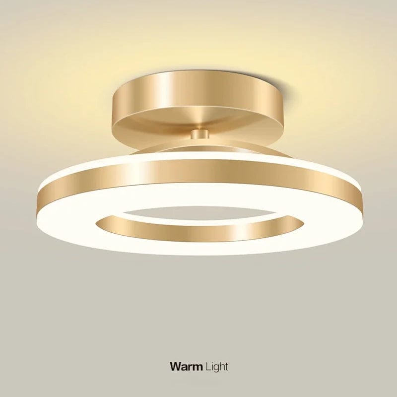 "Modern LED ceiling light with adjustable colors, sleek design, gold and black finish, perfect for contemporary interiors."