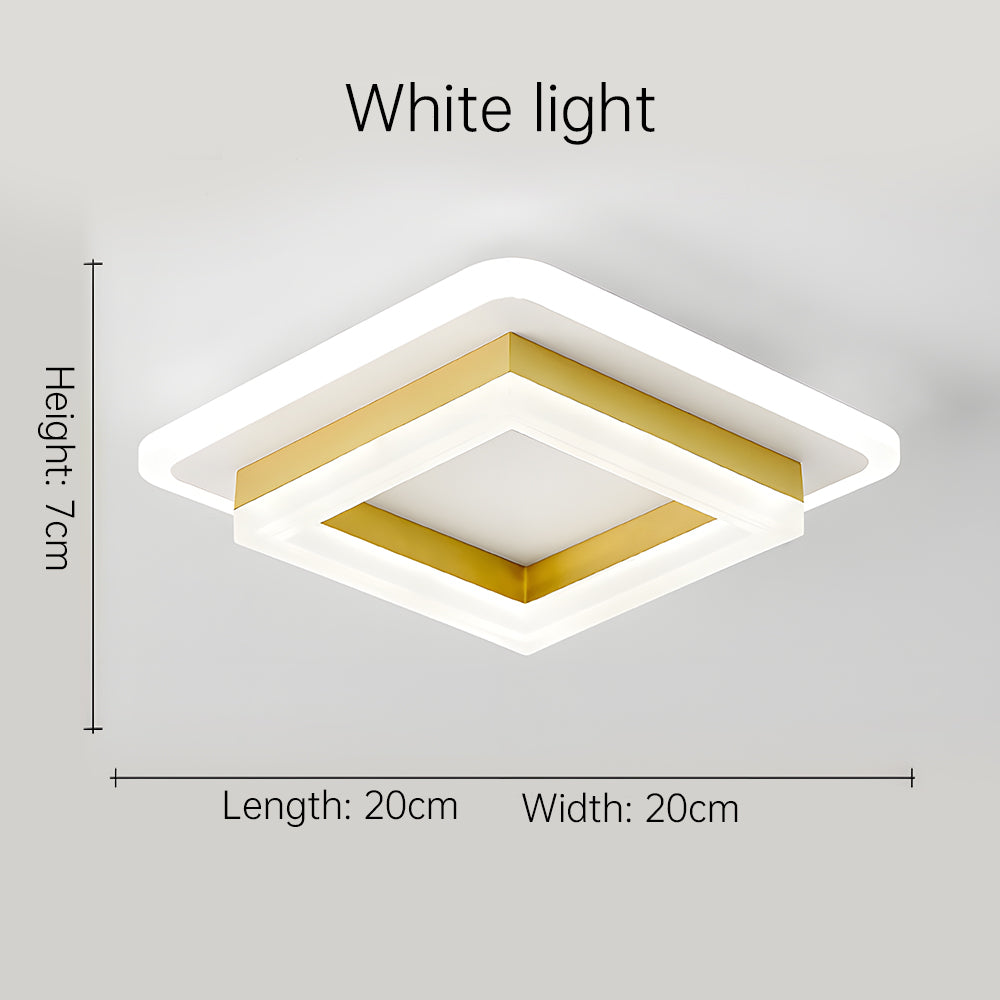 "Modern LED ceiling light with sleek square design, black finish, ideal for stylish hallways, emits bright 1920 lumens."