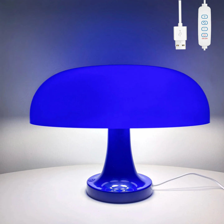 "Modern LED table lamp with USB charging, dimmable light, sleek ABS design, ideal for bedrooms or living rooms."