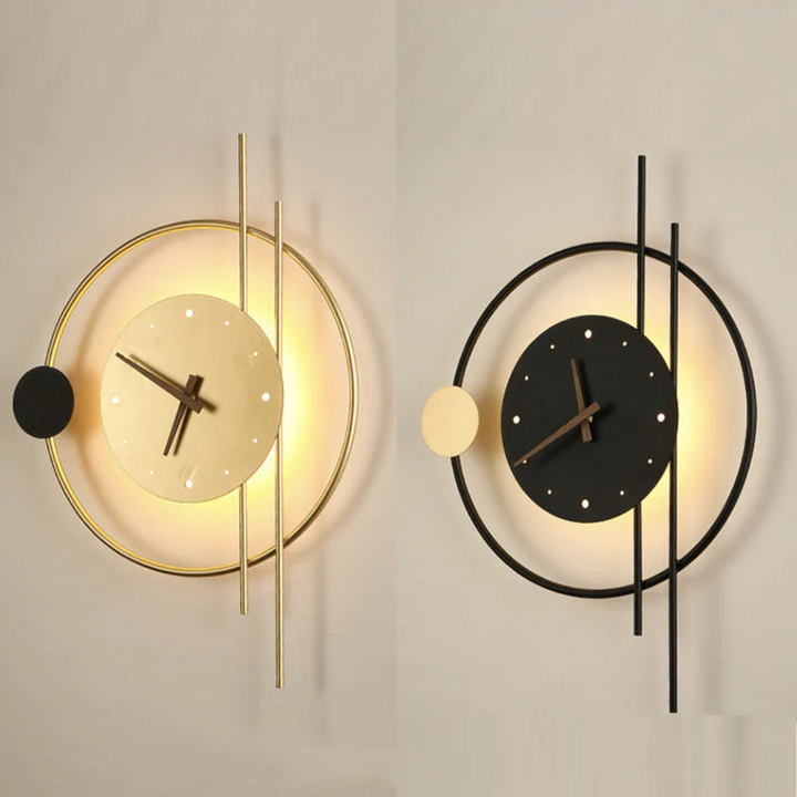 Modern LED wall clock lamp, elegant design for contemporary home decor.