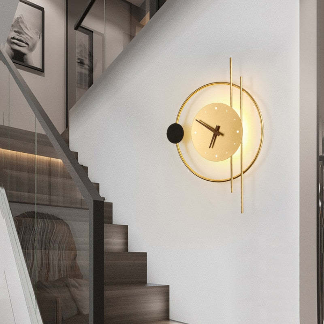 Stylish LED wall clock, Chronos model, offering modern lighting & decorative clock function.