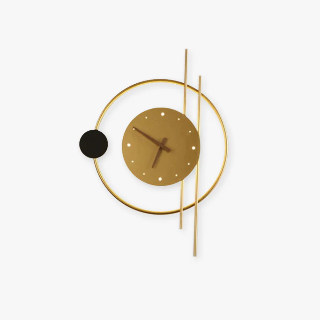 Contemporary LED wall clock lamp, ambient lighting for dining room or elegant spaces.