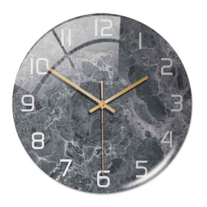 Artistic modern marble wall clock, silent, sophisticated addition to elegant home or office.