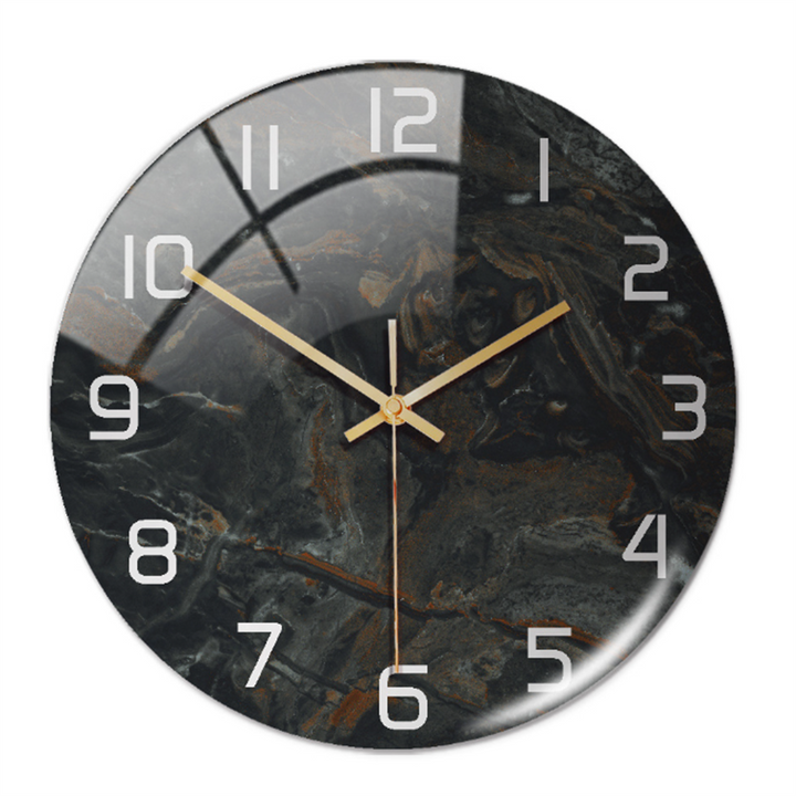 Unique modern marble wall clock, silent, perfect for adding a touch of elegance to living room.