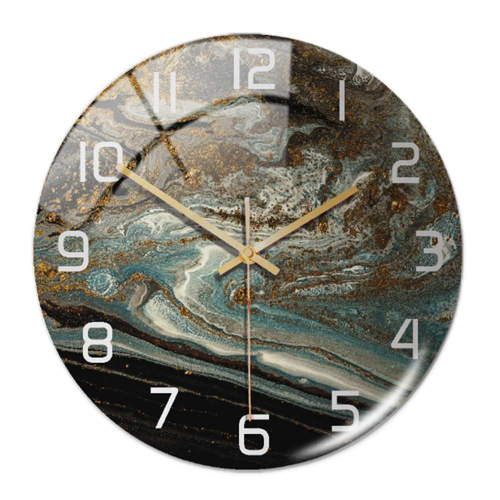 Geometric modern marble wall clock, silent, a contemporary decorative piece for elegant spaces.