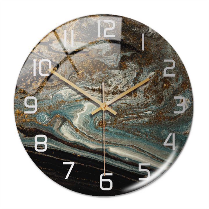 Geometric modern marble wall clock, silent, a contemporary decorative piece for elegant spaces.