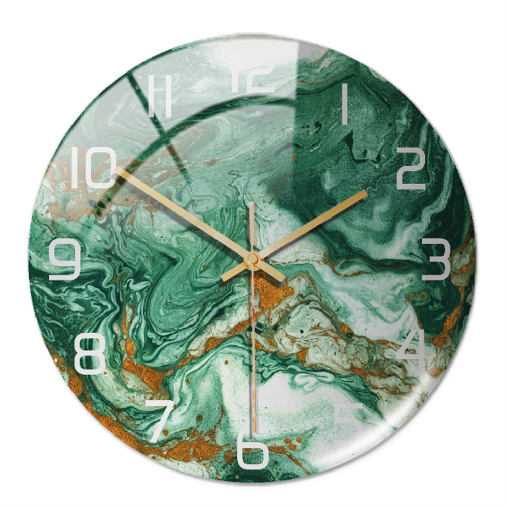 Large modern marble wall clock, silent, statement decor piece for luxurious living rooms.