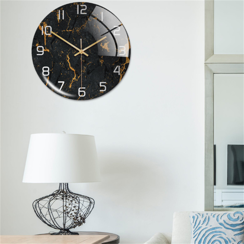 Abstract modern marble wall clock, silent, artful timepiece for unique home interior design.