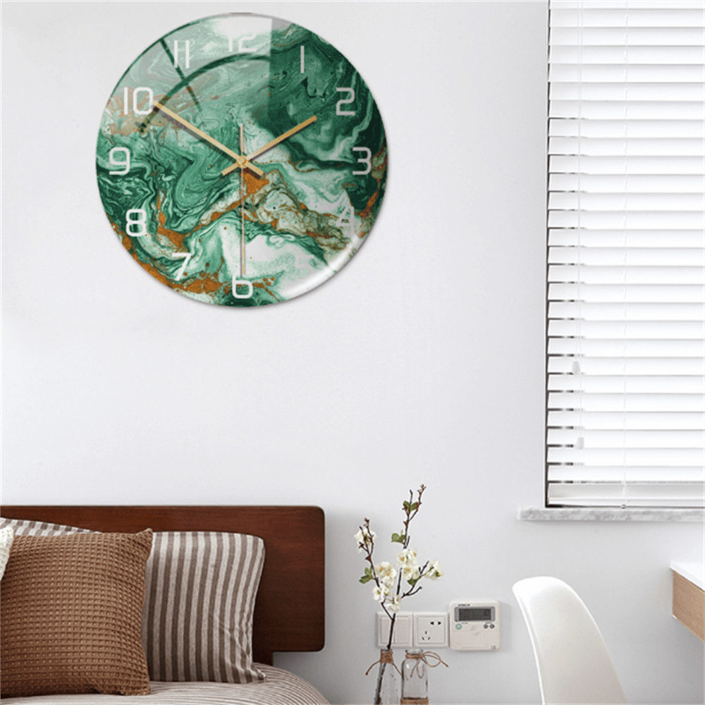 Timeless modern marble wall clock, silent, brings sophisticated elegance to any home decor.