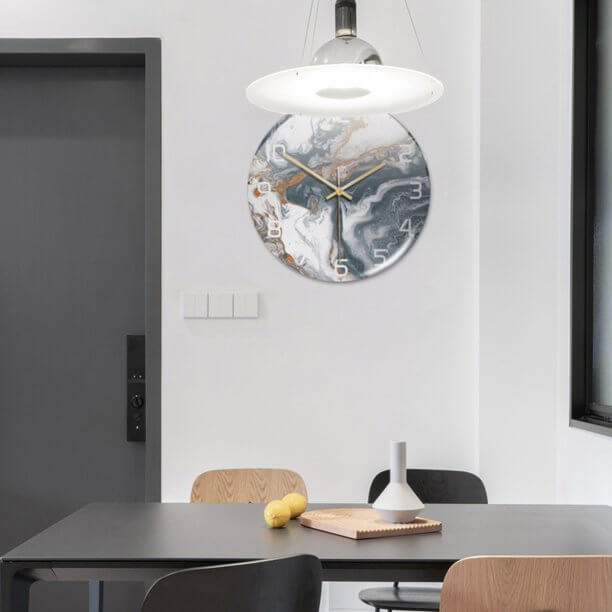 Decorative modern marble wall clock, silent movement, perfect for contemporary wall decor.