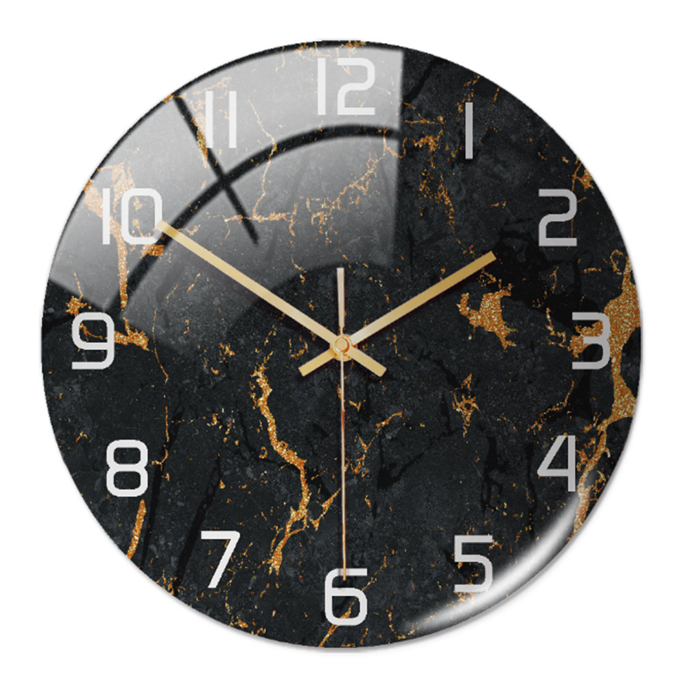 Decorative modern marble wall clock, silent and sleek, enhancing any home or office space.