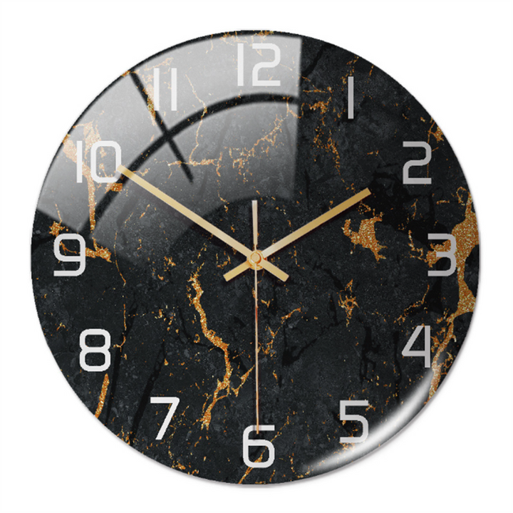 Decorative modern marble wall clock, silent and sleek, enhancing any home or office space.