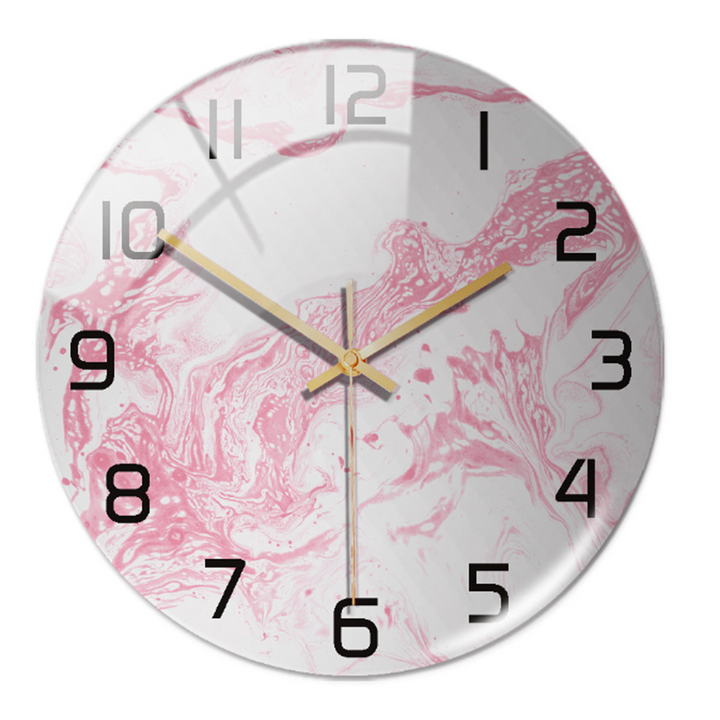 Stylish silent marble wall clock, modern design for elegant home decor in living rooms.