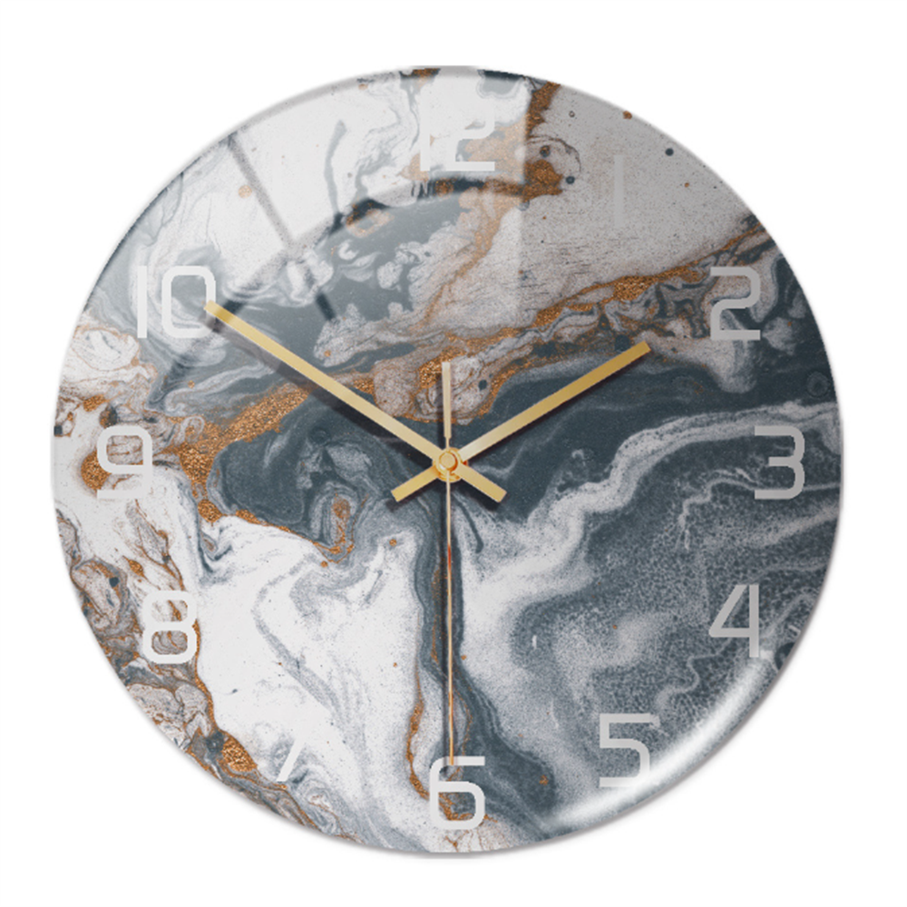 Sleek modern marble wall clock, silent operation, adds elegance to any home or office decor.