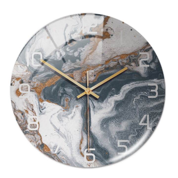 Sleek modern marble wall clock, silent operation, adds elegance to any home or office decor.