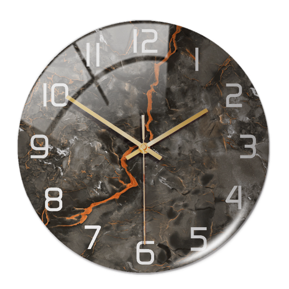 Silent modern wall clock, marble finish, elegant decorative timepiece for contemporary homes.