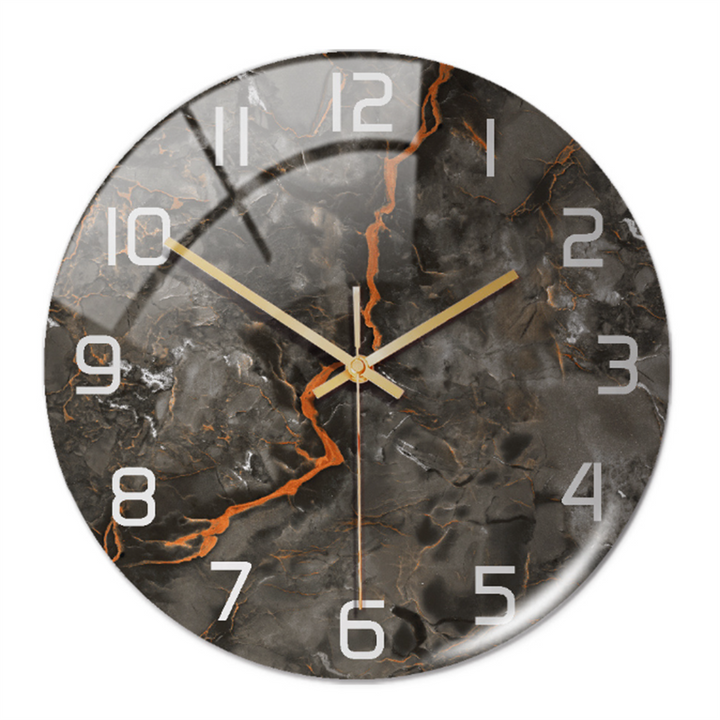 Silent modern wall clock, marble finish, elegant decorative timepiece for contemporary homes.