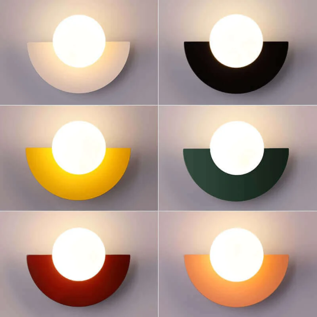 Sleek LunaMetal half-moon wall lamp. Modern LED metal lighting for contemporary interior design.