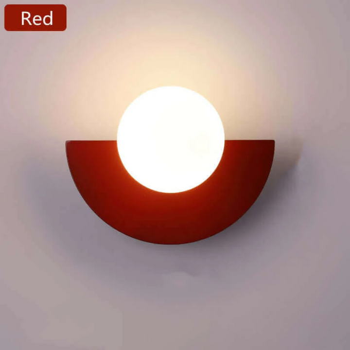 Versatile modern half moon metal wall lamp. Perfect LED lighting for hallways, bedrooms, or living spaces.