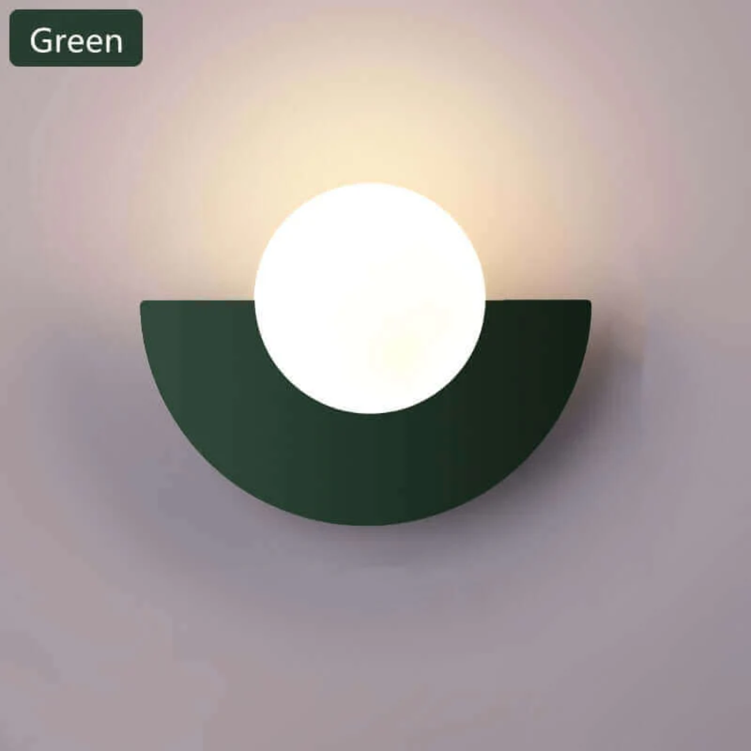 Minimalist metal half moon wall lamp with LED. A chic accent light for modern home decor & design.