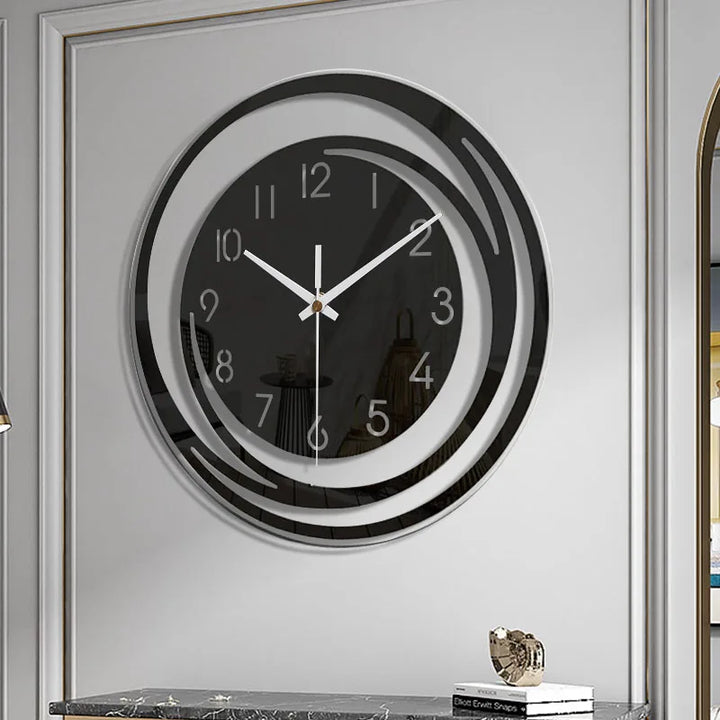 Contemporary geometric black wall clock. A modern minimalist accent for any home or office decor.