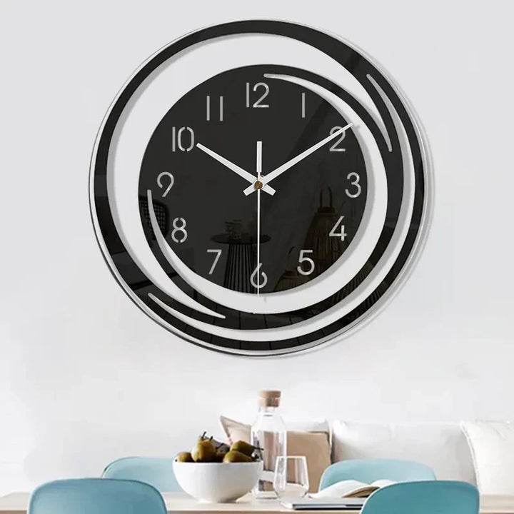 Sleek black minimalist wall clock, ideal for modern office decor. Adds contemporary style.