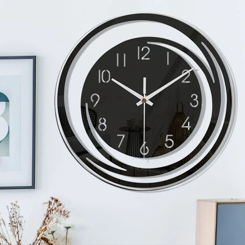 Modern minimalist wall clock, a stylish black statement piece for contemporary home decor.