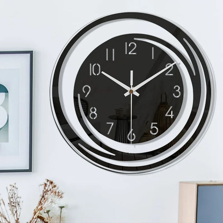 Modern minimalist wall clock, a stylish black statement piece for contemporary home decor.