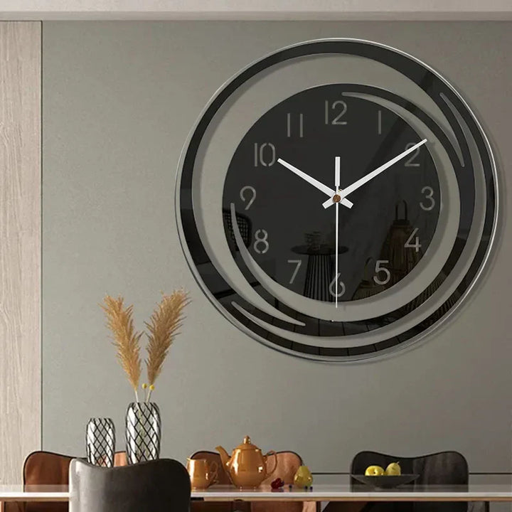 Silent geometric wall clock. Modern minimalist design enhances any home or office decor.