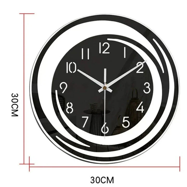 Contemporary minimalist wall clock, black finish. Modern accent for home & office wall decor.