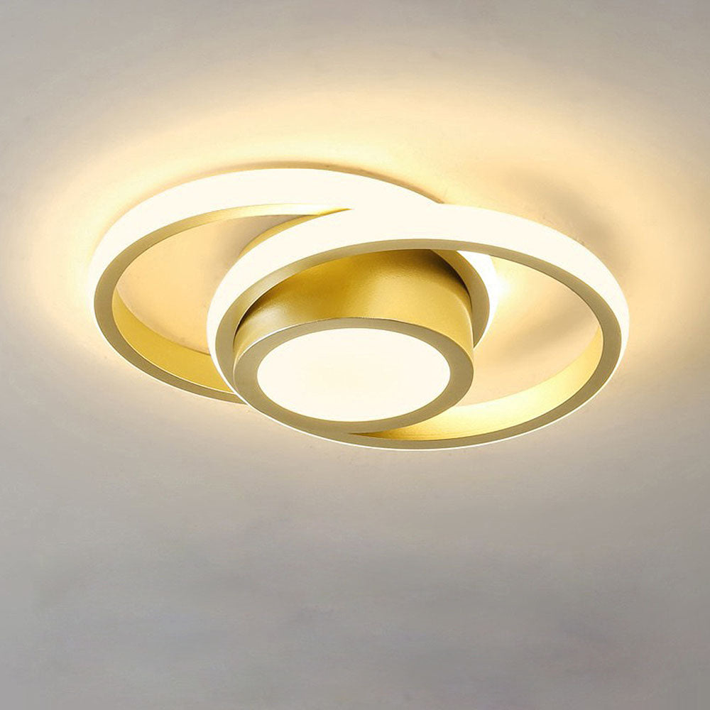 "Modern Minimalist Halo Duo Ceiling Light with a sleek, circular design providing warm, ambient LED illumination."